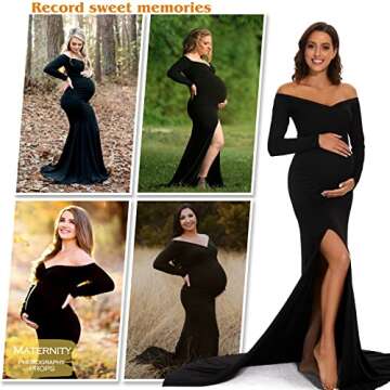 ForBaysy Elegant Maternity Dress for Photoshoot - Black