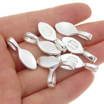 100pcs Silver Glue on Bail for DIY Jewelry Making