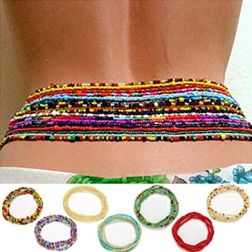 ELABEST African Waist Beads Chain Layered Belly Body Chain Beach 7Pack Waist Jewelry Body Accessorie...
