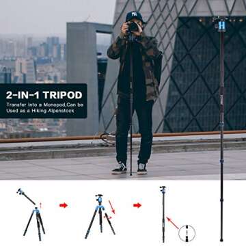 ZOMEI Z818 65" Lightweight Camera Tripod with Monopod Feature