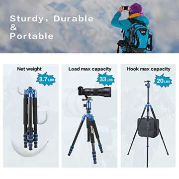ZOMEI Z818 65" Lightweight Camera Tripod with Monopod Feature