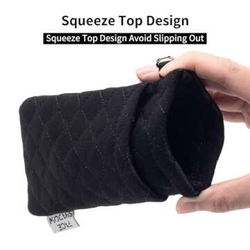 Face Shadow Double Eyeglasses Pouch Large Squeeze Top Microfiber Soft Glasses Case For Women With Cleaning Cloth