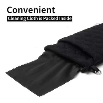 Face Shadow Double Eyeglasses Pouch Large Squeeze Top Microfiber Soft Glasses Case For Women With Cleaning Cloth