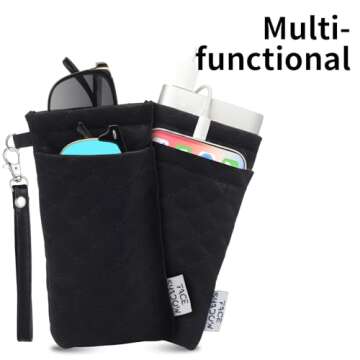 Face Shadow Double Eyeglasses Pouch Large Squeeze Top Microfiber Soft Glasses Case For Women With Cleaning Cloth