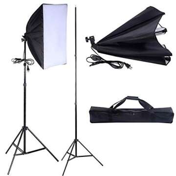 Safstar Photography Softbox Lighting Kit - 24"x16" Lighting Setup with Adjustable Stands