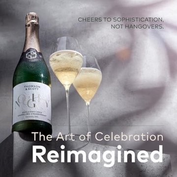 Thomson & Scott Noughty, Alcohol Free, Organic Sparkling Chardonnay, Non Alcoholic Sparkling White Wine, Low-Sugar, Halal Certified, Vegan, 1 Bottle, 750ml
