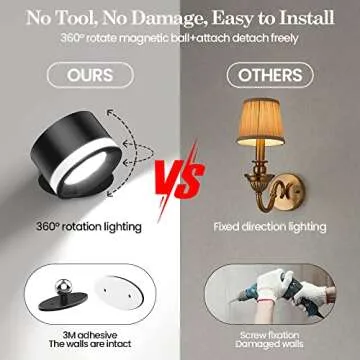 LED Wall Sconce - Rechargeable, Touch Control, 3 Colors