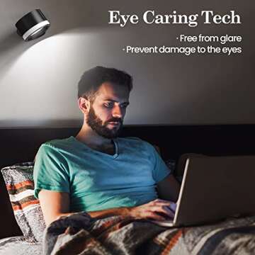 LED Wall Sconce, LED Wall Mounted Reading Lights, Cordless Wall Light with Rechargeable Battery Operated 3 Color Temperatures & 3 Brightness Levels, Touch Control, 360° Rotate Magnetic Ball