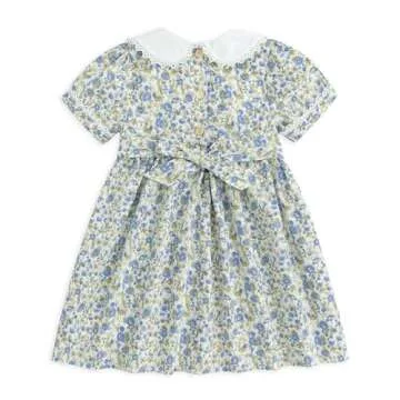Curipeer Toddler Girl Dress Summer Floral Smocked Dresses for Girls Short Sleeve Playwear Sundress