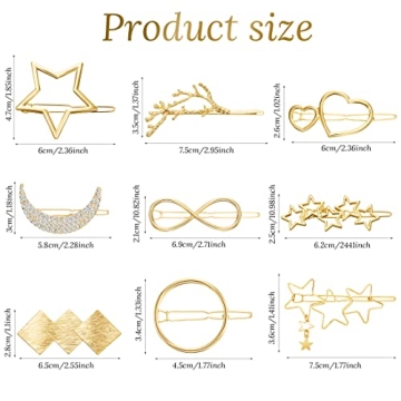 Stylish 12 Pieces Hair Barrettes Gold Clips for Women