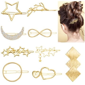 Stylish 12 Pieces Hair Barrettes Gold Clips for Women