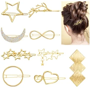 Stylish 12 Pieces Hair Barrettes Gold Clips for Women