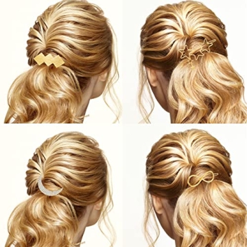 Stylish 12 Pieces Hair Barrettes Gold Clips for Women