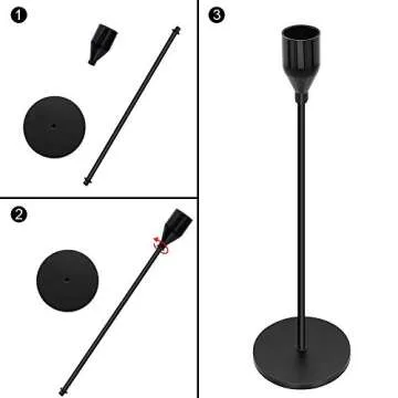 Black Candle Holders Set of 3 for Taper Candles Decorative Candlestick Holders for Wedding, Dinning, Party Fits 3/4 inch Thick Candle&Led Candles (Black Brass Metal Candelabra)