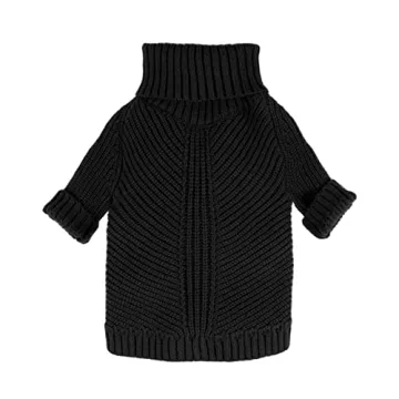 Fitwarm Black Turtleneck Sweater for Small Dogs & Cats - XS Thermal Pet Coat