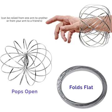 2 Pack Magic Toy Flow Ring and 3D Spring - Stainless Steel Kinetic Spring Relaxation Toys
