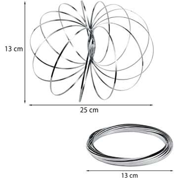 2 Pack Magic Toy Flow Ring and 3D Spring - Stainless Steel Kinetic Spring Relaxation Toys