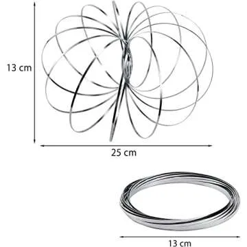2 Pack Magic Toy Flow Ring and 3D Spring - Stainless Steel Kinetic Spring Relaxation Toys