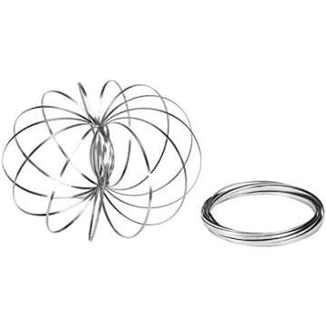 2 Pack Magic Toy Flow Ring and 3D Spring - Stainless Steel Kinetic Spring Relaxation Toys