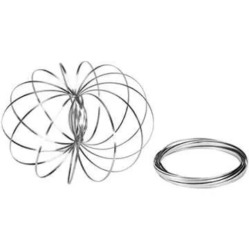 2 Pack Magic Toy Flow Ring and 3D Spring - Stainless Steel Kinetic Spring Relaxation Toys