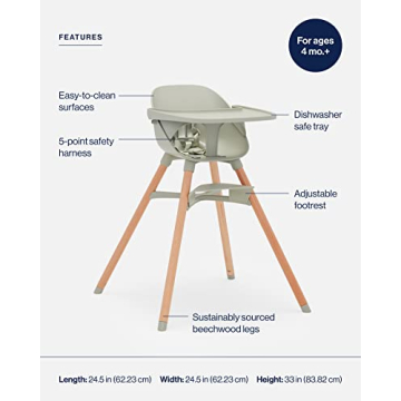 Lalo 3-in-1 Wooden High Chair for Babies & Toddlers