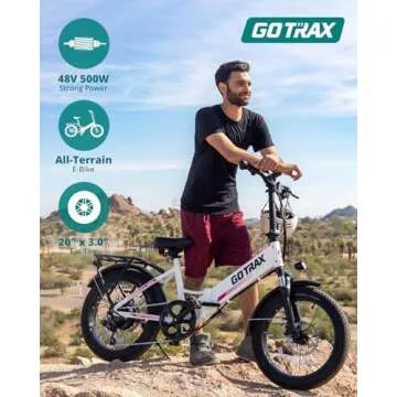 Gotrax R2 20" Folding Electric Bike with 55 Miles (Pedal-assist1) by 48V Battery, 20Mph Power by 500W, LCD Display and 5 Pedal-Assist Levels, 7-Speed & Front Shock Absorber for Off-Road Bicycle White