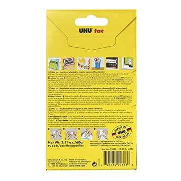 Uhu Tac Removable and Reusable Glue Pads for Fast & Cleanmounting, Non-Toxic, Ideal for Paper and Small Objects, 80 Tac Pads (99683),White (SAU99683)