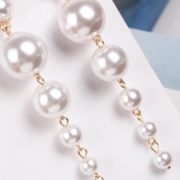Long Pearl Statement Earrings Pearl Tassel Drop Dangle Earring Boho Chandelier Pearl Chain Earrings for Women Bridal Pearl Cluster Jewelry (F-Long Pearl)