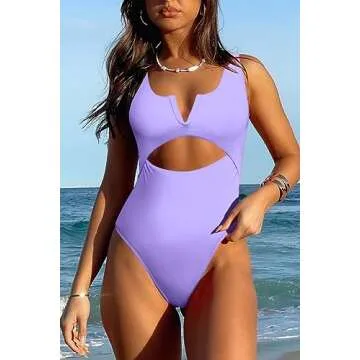 Meyeeka Womens Bathing Suits Sexy Swimsuit for Women Swimsuits Tummy Control Monokini L Purple