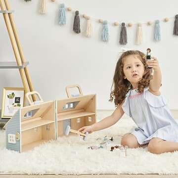 Olivia's Little World Wooden Quaint Little Cottage Dollhouse + Accessories for 3.5" Dolls, Multi