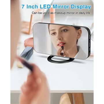 Digital Alarm Clocks,7" LED Mirror Electronic Clock,with 2 USB Charging Ports,Snooze Mode,Auto Adjust Brightness,Modern Desk Wall Clock for Bedroom Living Room Office - Black