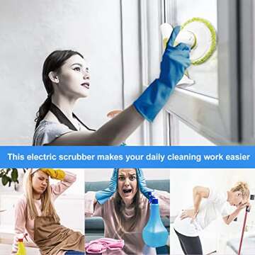 SZFIXEZ Electric Spin Scrubber, Cordless Electric Cleaning Brush for Bathroom Electric Spin Cleaner with 4 Replaceable Shower Cleaning Brush Heads for Wall, Stove, Tile, Bathtub, Toilet, Window DST-01