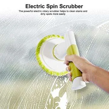 SZFIXEZ Electric Spin Scrubber, Cordless Electric Cleaning Brush for Bathroom Electric Spin Cleaner with 4 Replaceable Shower Cleaning Brush Heads for Wall, Stove, Tile, Bathtub, Toilet, Window DST-01