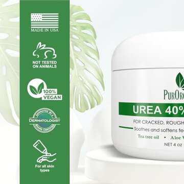 PurOrganica Urea 40% Cream – Made in USA – Foot Cream for Thick, Cracked, Rough, Dead & Dry Skin...