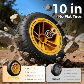 CAMMOO Heavy-Duty Garden Dump Cart No-Flat Tires 600lbs 4 Cu.Ft