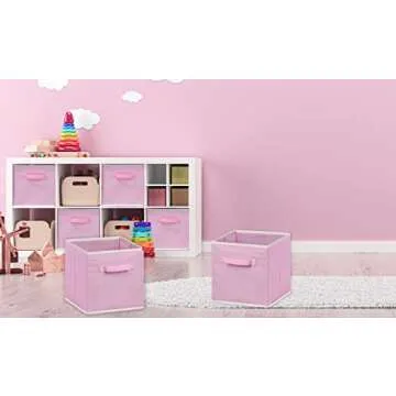 Simple Houseware Foldable Cloth Storage Cube Basket Bins Organizer, Pink (11"H x 10.75"W x 10.75"D) - 6 Pack