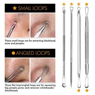 7-Piece Blackhead Remover Kit - Pimple Comedone Extractor Tool set for Facial Acne and Treatment for Blemish, Whitehead Popping, Zit Removing for Risk Free Nose Face Skin with Metal Case