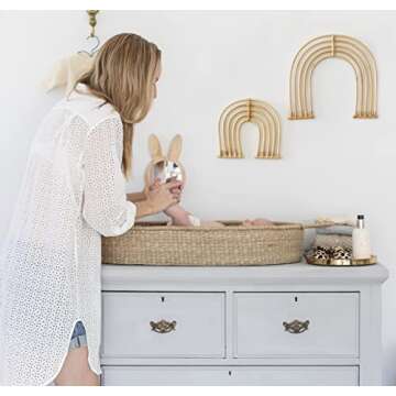 BEBE BASK Rattan Rainbow Nursery Decor Set of 2 - Handmade - Rainbow Decor for Girls Room - Wall Dec...
