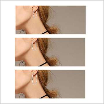 Sterling Silver Hoop Earrings Set - 4 Pairs Elegant Style
