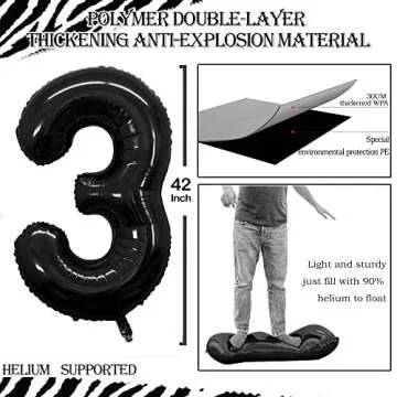 GOER Number 30 Balloons for 30th Birthday Party Decorations,42 Inch Jumbo Foil Helium Balloons for 3...