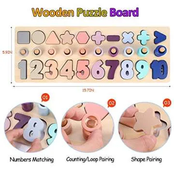 Voamuw Wooden Number Shape Puzzles for Toddlers