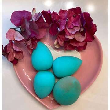 YUI Galleria 4 Pcs Makeup Sponge Set Blender Beauty Foundation Blending Sponge, Flawless for Liquid, Cream, and Powder, Blue Makeup Sponges