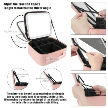 MOMIRA Pink Makeup Train Case with Light Mirror Organizer