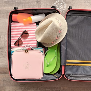 MOMIRA Pink Makeup Train Case with Light Mirror Organizer