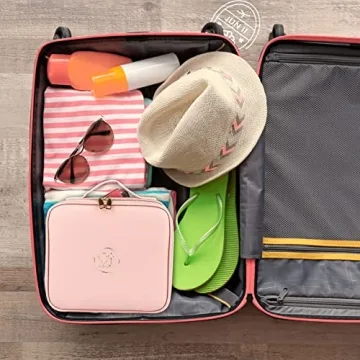 MOMIRA Pink Makeup Train Case with Light Mirror Organizer