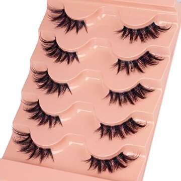 Half Lashes Natural Look Cat Eye False Eyelashes Wispy 3D Faux Mink Lashes Clear Band Fluffy Strip Eyelashes by Winifred