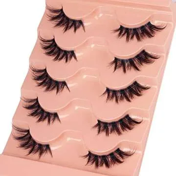 Half Lashes Natural Look Cat Eye False Eyelashes Wispy 3D Faux Mink Lashes Clear Band Fluffy Strip Eyelashes by Winifred