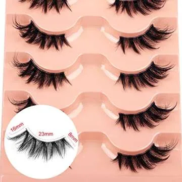 Half Lashes Natural Look Cat Eye False Eyelashes Wispy 3D Faux Mink Lashes Clear Band Fluffy Strip Eyelashes by Winifred