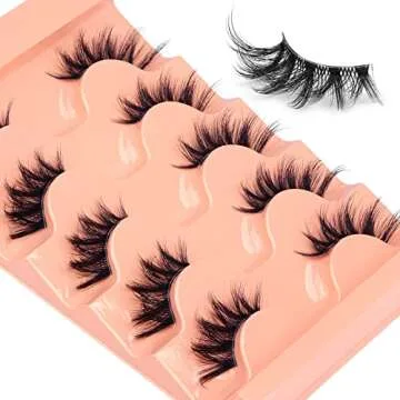 Half Lashes Natural Look Cat Eye False Eyelashes Wispy 3D Faux Mink Lashes Clear Band Fluffy Strip Eyelashes by Winifred