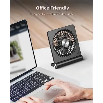 Koonie Portable Desk Fan, 3.5-20hrs Battery Operated Small USB Fan with Ultra Quiet 220° Tilt Folding, Rechargeable Personal Fan with 3 Speeds Strong Wind for Home Office Desktop, Black